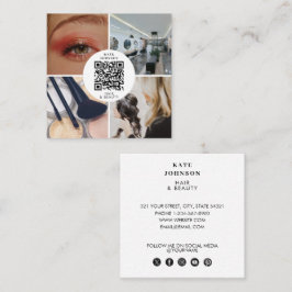 Hair Stylist Makeup Artist QR Social Media Icons Quadratische Visitenkarte