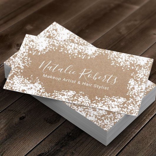 Hair Stylist Makeup Artist Rustic Floral Kraft Visitenkarte