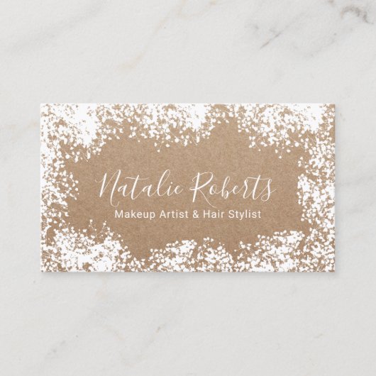 Hair Stylist Makeup Artist Rustic Floral Kraft Visitenkarte (Vorderseite)