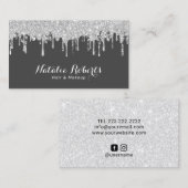 Hair Stylist & Makeup Artist Silver Glitzer Tropfe Visitenkarte (Vorne/Hinten)