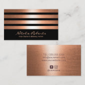 Hair Stylist Makeup Artist Stilvolle Kupferstreife Visitenkarte (Vorne/Hinten)