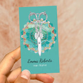 Hair Stylist Mandala Blume Schere Türkis Visitenkarte