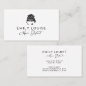 Hair Stylist Minimalist Black White Business Card Visitenkarte (Vorne/Hinten)