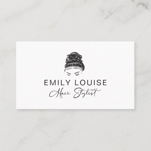Hair Stylist Minimalist Black White Business Card Visitenkarte (Vorderseite)