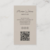 Hair Stylist Modern Arch Foto Beige Visitenkarte (Rückseite)