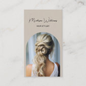 Hair Stylist Modern Arch Foto Beige Visitenkarte (Vorderseite)