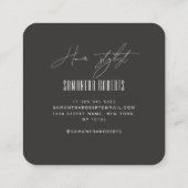 Hair stylist modern beige gray monogram initials quadratische visitenkarte (Rückseite)