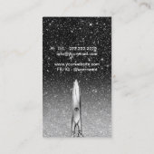 Hair Stylist Modern Black & Silver Glitter Salon Visitenkarte (Rückseite)
