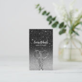 Hair Stylist Modern Black & Silver Glitter Salon Visitenkarte (Stehend Vorderseite)