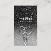 Hair Stylist Modern Black & Silver Glitter Salon Visitenkarte (Vorderseite)