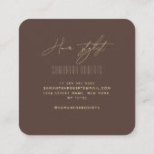 Hair stylist modern brown monogram initials quadratische visitenkarte (Rückseite)