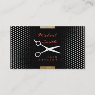 Hair Stylist Modern Cameo Pink Polka Dot Visitenkarte