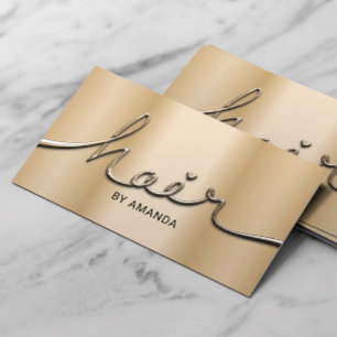 Hair Stylist Modern Gold 3D Script Hair Salon Visitenkarte