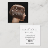Hair stylist modern photo quadratische visitenkarte (Vorne/Hinten)
