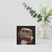 Hair stylist modern photo quadratische visitenkarte (Stehend Vorderseite)