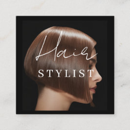 Hair stylist modern photo  square business card quadratische visitenkarte