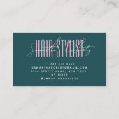 Hair stylist modern typography script green pink visitenkarte (Rückseite)