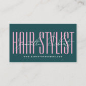 Hair stylist modern typography script green pink visitenkarte (Vorderseite)