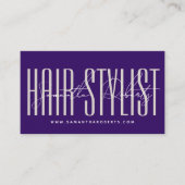 Hair stylist modern typography script purple visitenkarte (Vorderseite)