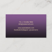 Hair Stylist Moderne Goldene Sequenzen Lila Salon Visitenkarte (Rückseite)