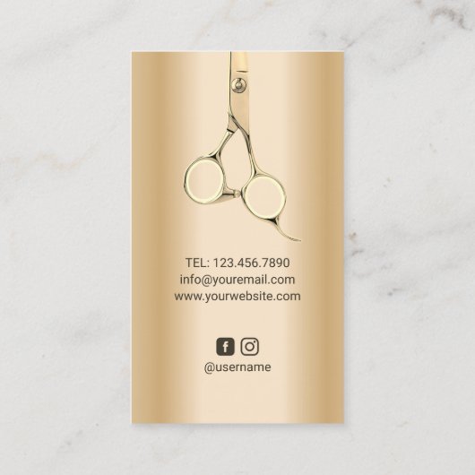 Hair Stylist Moderne Goldschere & Splash Salon Visitenkarte (Rückseite)