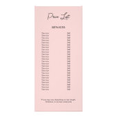 Hair Stylist Moderne Rosa Preisliste Werbekarte (Hinten)