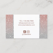 Hair Stylist Moderne Rose Gold & Silver Glitzer Visitenkarte (Rückseite)