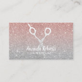 Hair Stylist Moderne Rose Gold & Silver Glitzer Visitenkarte (Vorderseite)