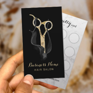 Hair Stylist Moderne Schwarz & Gold Salon Loyalitä Treuekarte