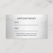 Hair Stylist Moderne Silver 3D Script Ernennung Terminkarte (Rückseite)