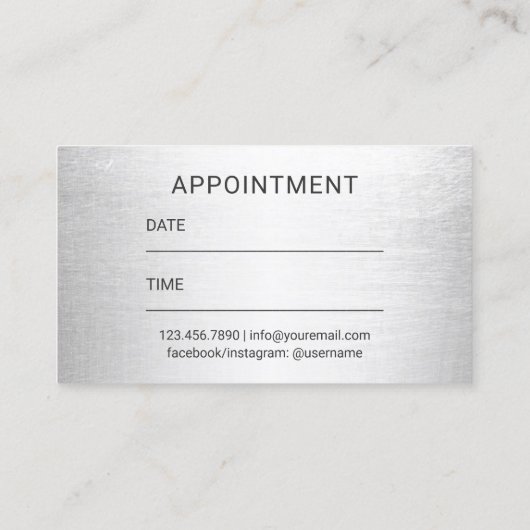 Hair Stylist Moderne Silver 3D Script Ernennung Terminkarte (Rückseite)