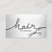 Hair Stylist Moderne Silver 3D Script Ernennung Terminkarte (Vorderseite)