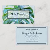 Hair Stylist Moderne trendy Tropical Leaf Grüne Visitenkarte (Vorne/Hinten)