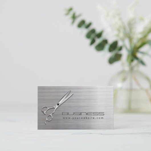 Hair Stylist Moderner Metallsalon Termin (Stehend Vorderseite)