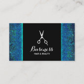 Hair Stylist Modernes Blue Aquamarin Sequins Salon Visitenkarte (Vorderseite)
