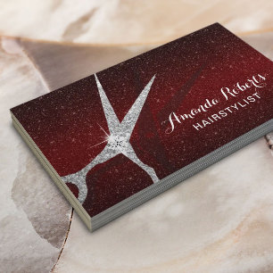 Hair Stylist Modernes Burgund Roter Glitzer Salon Visitenkarte