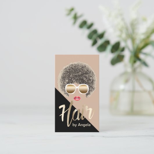 Hair Stylist Modernes Gold Script Afair Hair Visitenkarte (Stehend Vorderseite)
