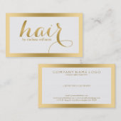 Hair Stylist Modernes Gold Text Design Visitenkarte (Vorne/Hinten)
