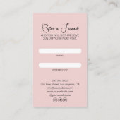 Hair Stylist Modernes Rosa Empfehlungskarte (Rückseite)