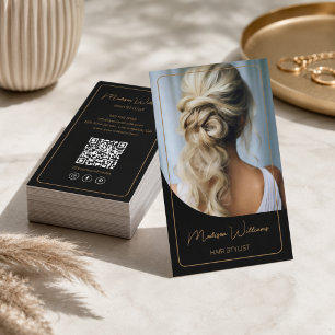Hair Stylist Modernes Schwarz und Gold Visitenkarte