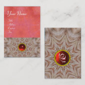 HAIR-STYLIST-Monogramm, antike rosa Ruby, weiß Visitenkarte (Vorne/Hinten)