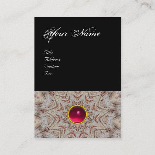 HAIR-STYLIST-Monogramm, rote, rosa Ruby, schwarz Visitenkarte (Vorderseite)