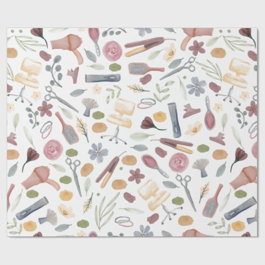 Hair Stylist | Muster | Wasserfarbe Geschenkpapier (Flach)