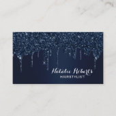 Hair Stylist Navy Blue Glitzer Tropfens Beauty Sal Visitenkarte (Vorderseite)