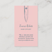 Hair Stylist Navy Blue Scissy Blush Pink Moderne Visitenkarte (Rückseite)