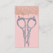 Hair Stylist Navy Blue Scissy Blush Pink Moderne Visitenkarte (Vorderseite)