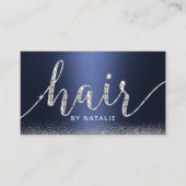 Hair Stylist Navy Blue Silver Luxury Beauty Salon Visitenkarte (Vorderseite)