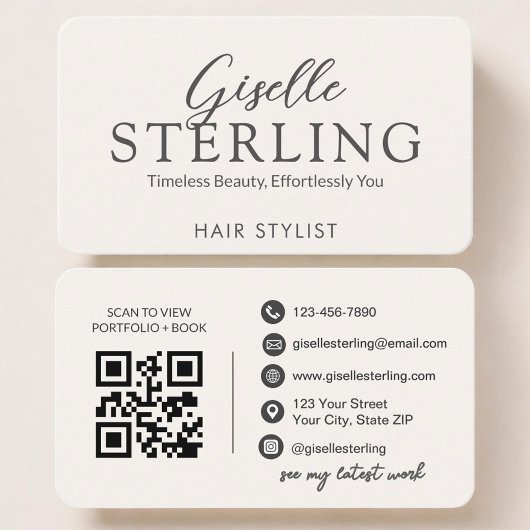 Hair Stylist Neutral QR Code Visitenkarte