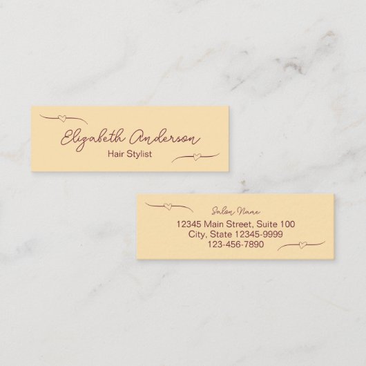 Hair Stylist Peach and Wine Handgeschriebenes Skri Telefonnummerkarte (Vorne/Hinten)