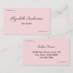 Hair Stylist Pink Black Name Script Visitenkarte Telefonnummerkarte